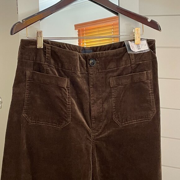 NWT 32 Moss - Colette Cropped Wide Leg Pants Maeve Corduroy - Anthropologie - Picture 3 of 8